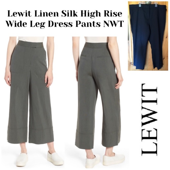 Lewit Linen Silk High Rise WideLeg Dress Pants NWT - Picture 1 of 10